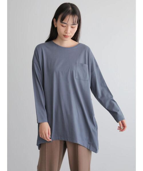 AMERICAN HOLIC（アメリカンホリック）の「ポケット付きコクーンカットチュニック　＊●（Tシャツ/カットソー・レディース・ブルー/モカ/ライトグレー/ブラック/オフホワイト・FREE）」の21枚目の写真