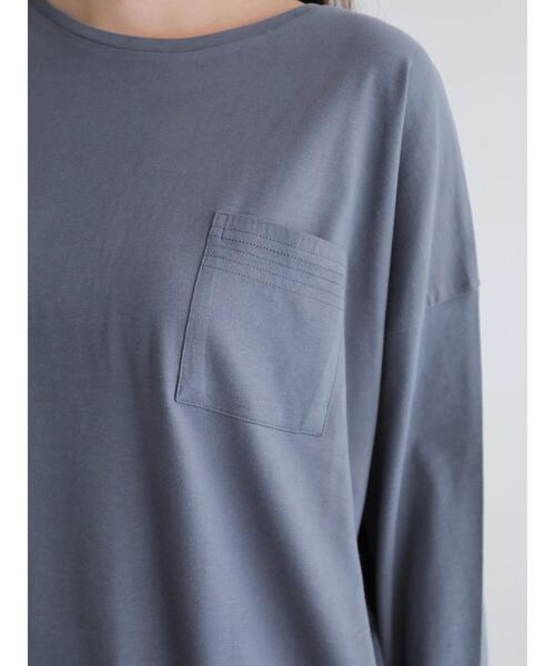 AMERICAN HOLIC（アメリカンホリック）の「ポケット付きコクーンカットチュニック　＊●（Tシャツ/カットソー・レディース・ブルー/モカ/ライトグレー/ブラック/オフホワイト・FREE）」の22枚目の写真