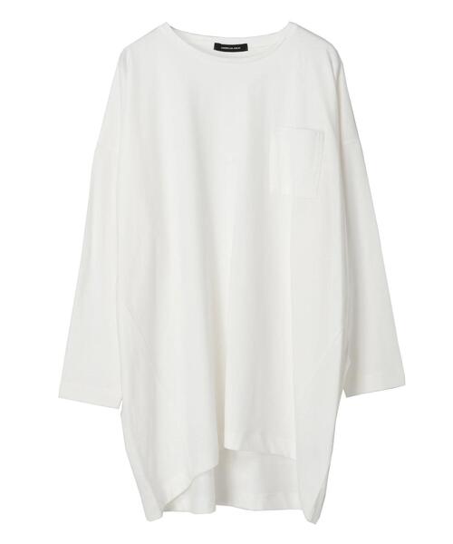 AMERICAN HOLIC（アメリカンホリック）の「ポケット付きコクーンカットチュニック　＊●（Tシャツ/カットソー・レディース・ブルー/モカ/ライトグレー/ブラック/オフホワイト・FREE）」の2枚目の写真