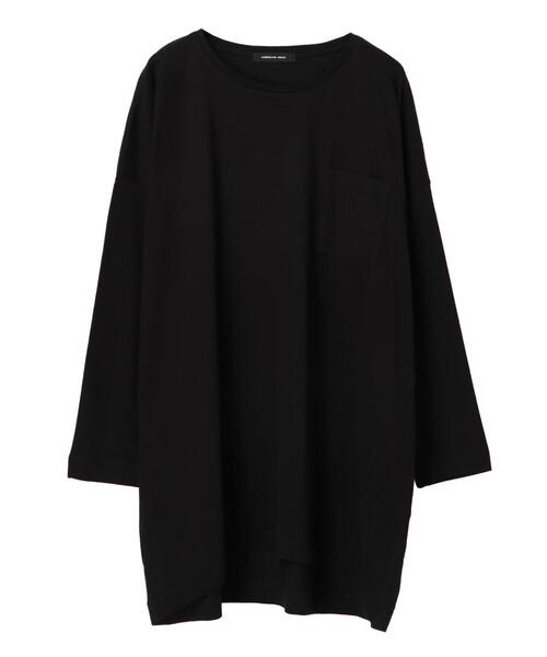 AMERICAN HOLIC（アメリカンホリック）の「ポケット付きコクーンカットチュニック　＊●（Tシャツ/カットソー・レディース・ブルー/モカ/ライトグレー/ブラック/オフホワイト・FREE）」の3枚目の写真