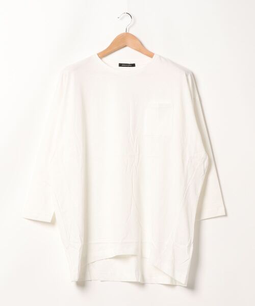 AMERICAN HOLIC（アメリカンホリック）の「ポケット付きコクーンカットチュニック　＊●（Tシャツ/カットソー・レディース・ブルー/モカ/ライトグレー/ブラック/オフホワイト・FREE）」の6枚目の写真