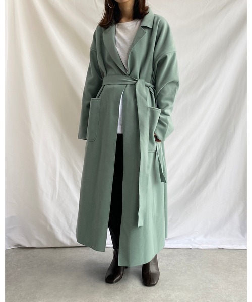 She's Closet(シーズクローゼット)の「ウールライク スリット入り ロング ガウンコート(チェスターコート・レディース・モカ/ミント・FREE)」の22枚目の写真