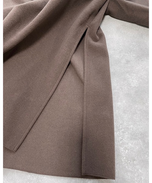 She's Closet(シーズクローゼット)の「ウールライク スリット入り ロング ガウンコート(チェスターコート・レディース・モカ/ミント・FREE)」の3枚目の写真