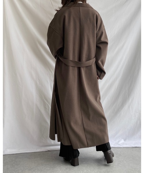 セール】ウールライク スリット入り ロング ガウンコート