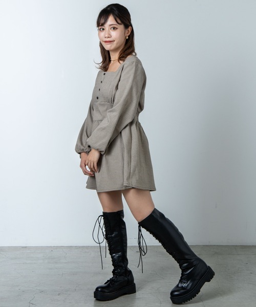 COMME des GARÇONS ブラウン長袖ミニワンピース 20046605-1.jpg