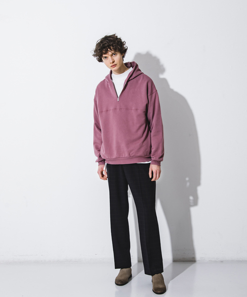 MYSELF ABAHOUSE（マイセルフアバハウス）の「【MYSELF ABAHOUSE】米綿 裏毛 ハーフジップ パーカー（パーカー・メンズ・ベージュ/ピンク/サックスブルー/ブラック・46/48）」の21枚目の写真