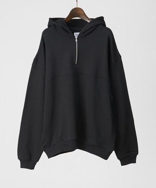 MYSELF ABAHOUSE（マイセルフアバハウス）の「【MYSELF ABAHOUSE】米綿 裏毛 ハーフジップ パーカー（パーカー・メンズ・ベージュ/ピンク/サックスブルー/ブラック・46/48）」の2枚目の写真