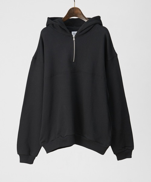 MYSELF ABAHOUSE（マイセルフアバハウス）の「【MYSELF ABAHOUSE】米綿 裏毛 ハーフジップ パーカー（パーカー・メンズ・ベージュ/ピンク/サックスブルー/ブラック・46/48）」の5枚目の写真