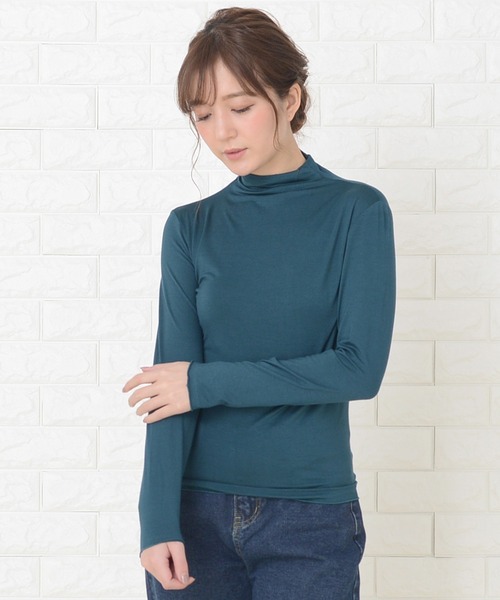 Lace Ladies（レースレディース）の「シンプル タートルネック長袖カットソー インナー トップス（Tシャツ/カットソー・レディース・ブラウン/ピンク/グリーン/グレー/グレイッシュベージュ/ブルーグリーン/ブラック/ホワイト・M/XL）」の15枚目の写真