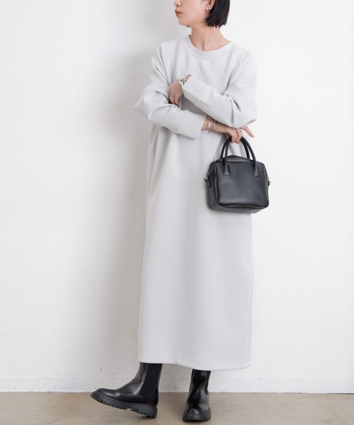 Aunt Marie's（アントマリーズ）の「ボンディングロングワンピース / Aunt Marie’ｓ（ワンピース・レディース・ライトグレー/ライトブルー/ブラック・FREE）」の3枚目の写真