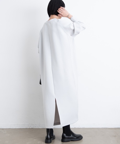 Aunt Marie's（アントマリーズ）の「ボンディングロングワンピース / Aunt Marie’ｓ（ワンピース・レディース・ライトグレー/ライトブルー/ブラック・FREE）」の4枚目の写真