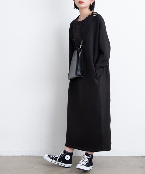 Aunt Marie's（アントマリーズ）の「ボンディングロングワンピース / Aunt Marie’ｓ（ワンピース・レディース・ライトグレー/ライトブルー/ブラック・FREE）」の6枚目の写真