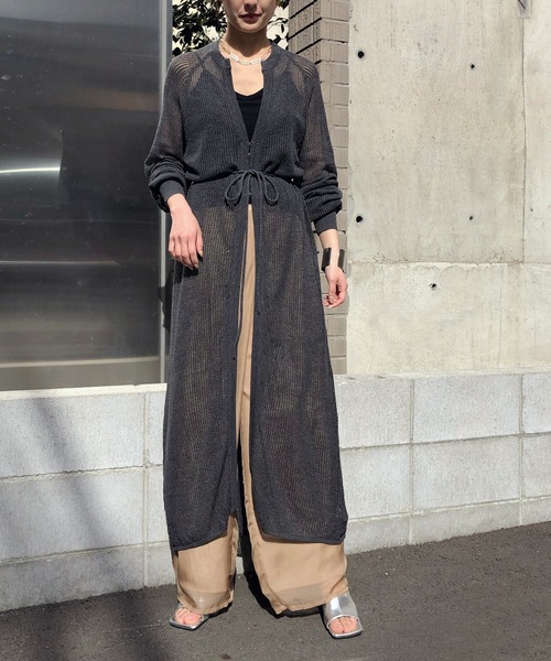 美品Agnona メッシュ編みロングカーディガン