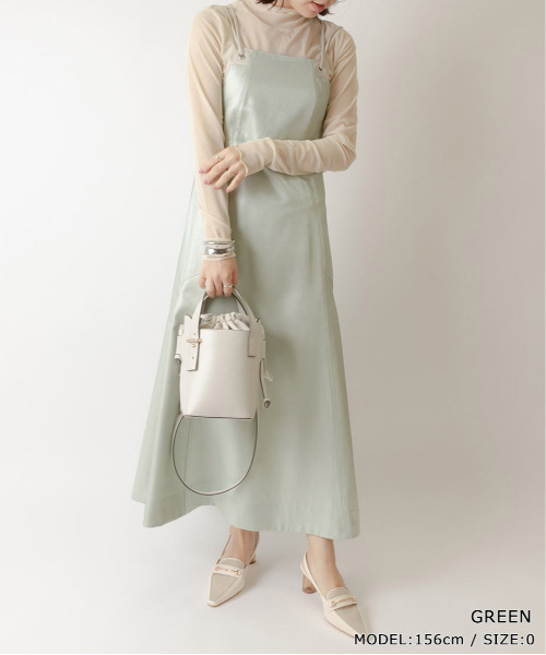 RANDA(ランダ)の「フレアラインキャミワンピース(ワンピース・レディース・ブラウン/ピンク/グリーン・1/0)」の2枚目の写真
