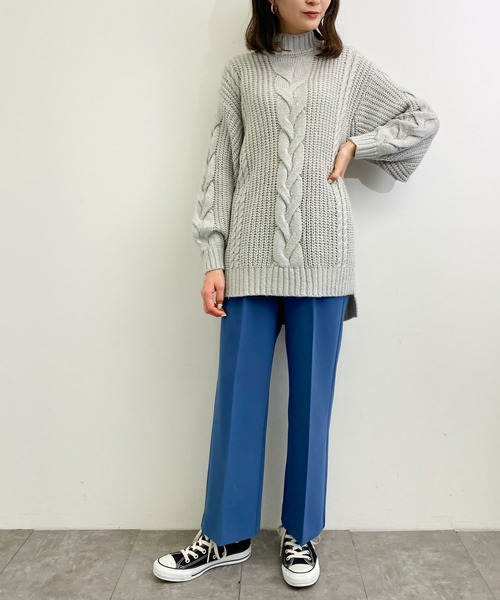 earth music&ecology(アースミュージックアンドエコロジー)の「【WEB限定】センタープレスストレートパンツ *(その他パンツ・レディース・ミント/ライトベージュ/ブルー/レッド系その他/ダークパープル/チョコ・S/M)」の8枚目の写真