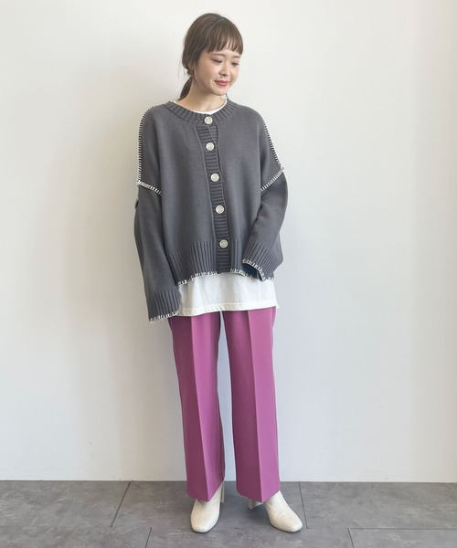 earth music&ecology(アースミュージックアンドエコロジー)の「【WEB限定】センタープレスストレートパンツ *(その他パンツ・レディース・ミント/ライトベージュ/ブルー/レッド系その他/ダークパープル/チョコ・S/M)」の11枚目の写真