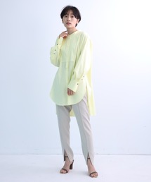 極美品☆カデュネ CADUNE コットンフリルカラーシャツ バンドカラー 38 CADUNE（カデュネ）の「フリルバンドカラーシャツ（シャツ