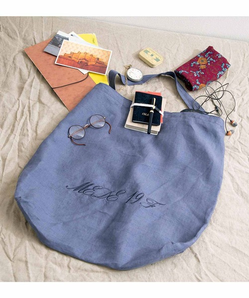 MEDE19F（メデジュウキュウ）の「ＭＥＤＥ１９Ｆ　フレンチリネンクロスのトートバッグ（トートバッグ・レディース・ナチュラル/ブルー・1/2）」の8枚目の写真