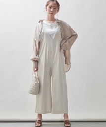 コットンリネンVネックオールインワン
