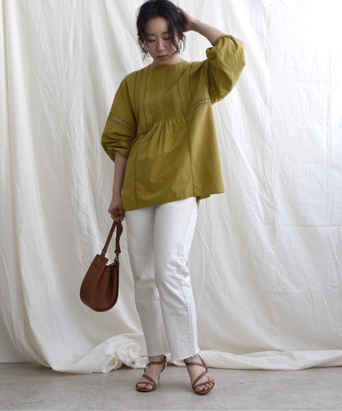 LHELBIE(レルビエ)の「ピンタックトーションレースブラウス(シャツ/ブラウス・レディース・ブラック/オフホワイト/イエロー・M)」の17枚目の写真