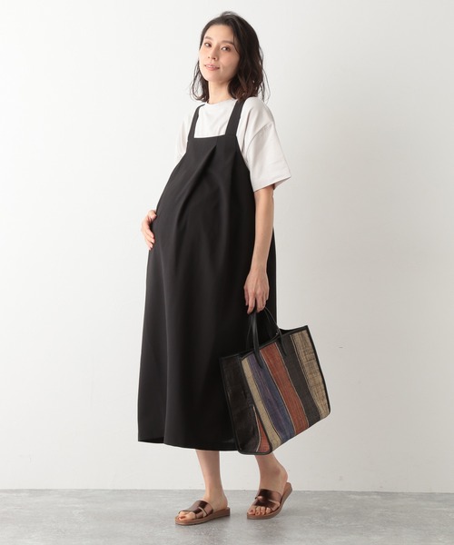 LEPSIM（レプシィム）の「マタニティ／リネンライクアシメTジャンスカ　932071（マタニティウェア/グッズ・レディース・ブラウン/ブラック/グリーン・FREE）」の2枚目の写真
