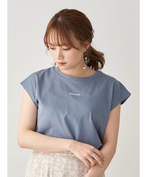 earth music&ecology(アースミュージックアンドエコロジー)の「ミニロゴノースリーブTシャツ *(Tシャツ/カットソー・レディース・オフホワイト/ベージュ/モカ/ピンク/サックスブルー/ブラック・M/S)」の12枚目の写真