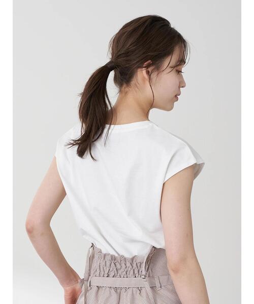 earth music&ecology(アースミュージックアンドエコロジー)の「ミニロゴノースリーブTシャツ *(Tシャツ/カットソー・レディース・オフホワイト/ベージュ/モカ/ピンク/サックスブルー/ブラック・M/S)」の15枚目の写真