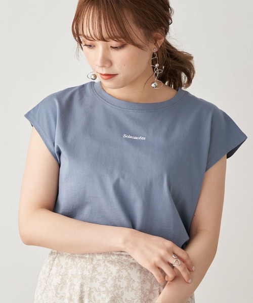 earth music&ecology(アースミュージックアンドエコロジー)の「ミニロゴノースリーブTシャツ *(Tシャツ/カットソー・レディース・オフホワイト/ベージュ/モカ/ピンク/サックスブルー/ブラック・M/S)」の5枚目の写真