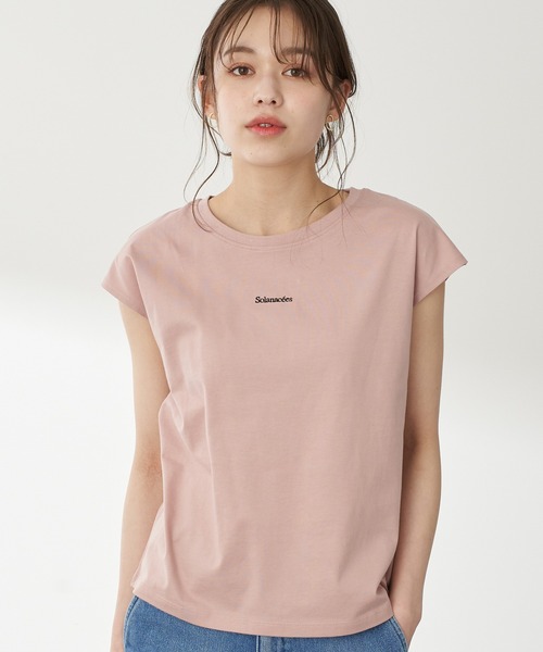 earth music&ecology(アースミュージックアンドエコロジー)の「ミニロゴノースリーブTシャツ *(Tシャツ/カットソー・レディース・オフホワイト/ベージュ/モカ/ピンク/サックスブルー/ブラック・M/S)」の6枚目の写真