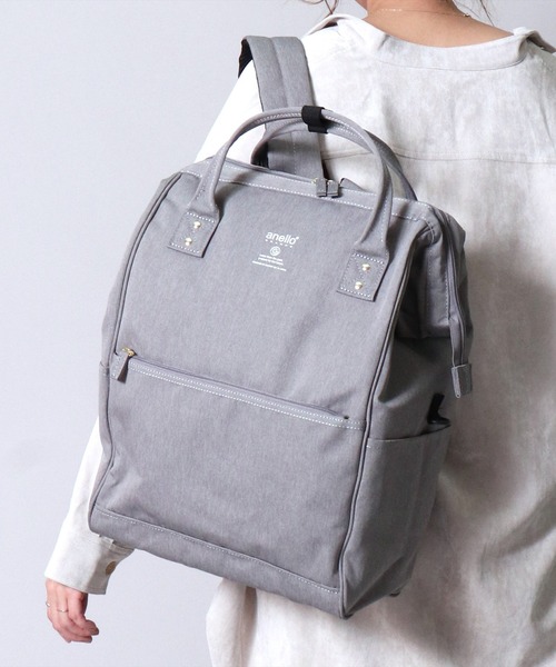 anello（アネロ）の「(LF)【anello】がばっと開く 口金 バックパック(ラージサイズ)（バックパック/リュック・レディース・ライトグレー/ブラック/ネイビー/グレー/マスタード/トリコロール/ベージュ・ONE SIZE）」の3枚目の写真