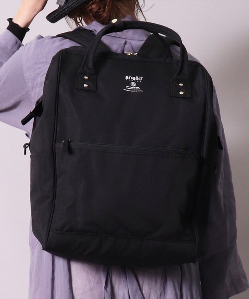 anello（アネロ）の「(LF)【anello】がばっと開く 口金 バックパック(ラージサイズ)（バックパック/リュック・レディース・ライトグレー/ブラック/ネイビー/グレー/マスタード/トリコロール/ベージュ・ONE SIZE）」の2枚目の写真
