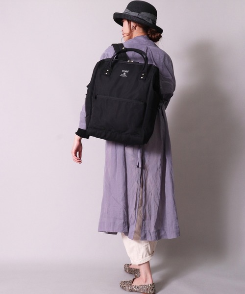 anello（アネロ）の「(LF)【anello】がばっと開く 口金 バックパック(ラージサイズ)（バックパック/リュック・レディース・ライトグレー/ブラック/ネイビー/グレー/マスタード/トリコロール/ベージュ・ONE SIZE）」の10枚目の写真