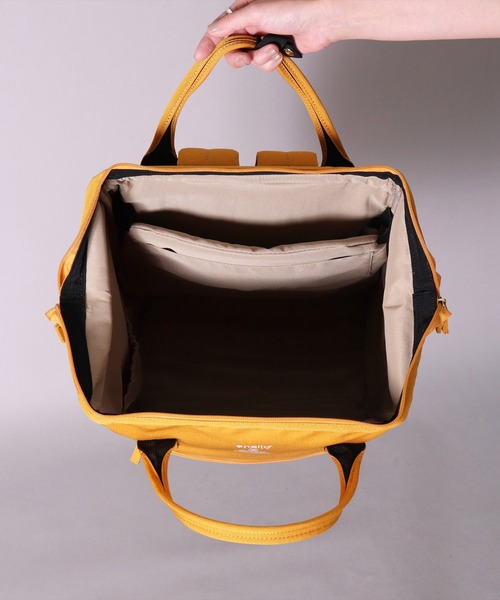 anello（アネロ）の「(LF)【anello】がばっと開く 口金 バックパック(ラージサイズ)（バックパック/リュック・レディース・ライトグレー/ブラック/ネイビー/グレー/マスタード/トリコロール/ベージュ・ONE SIZE）」の19枚目の写真