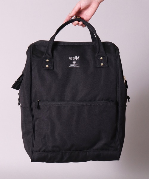 anello（アネロ）の「(LF)【anello】がばっと開く 口金 バックパック(ラージサイズ)（バックパック/リュック・レディース・ライトグレー/ブラック/ネイビー/グレー/マスタード/トリコロール/ベージュ・ONE SIZE）」の13枚目の写真