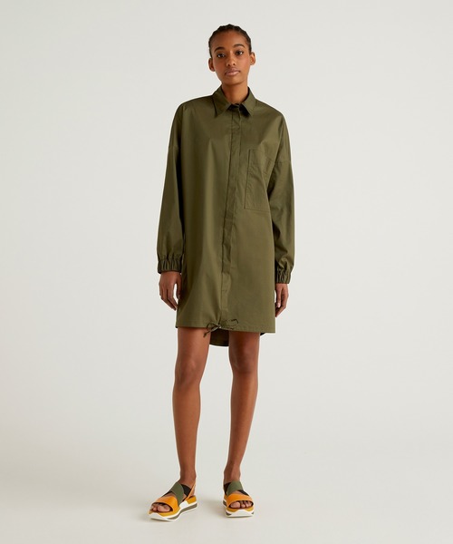 セール ヘムドロスト付きシャツ型ワンピース シャツワンピース Benetton United Colors Of Benetton ベネトン ユナイテッドカラーズオブベネトン のファッション通販 Zozotown