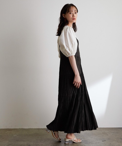 vis-`a-vis（ビサビ）の「【WEB限定】異素材コンビボリューム袖プルオーバー（Tシャツ/カットソー・レディース・ブラック/ホワイト系その他/ベージュ/サックスブルー・FREE）」の16枚目の写真