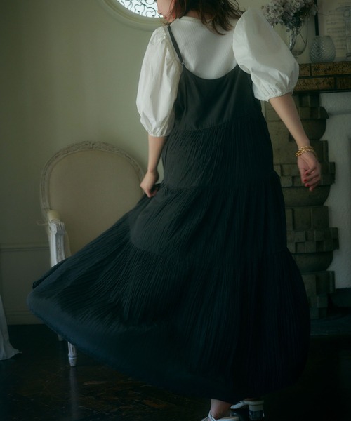 vis-`a-vis（ビサビ）の「【WEB限定】異素材コンビボリューム袖プルオーバー（Tシャツ/カットソー・レディース・ブラック/ホワイト系その他/ベージュ/サックスブルー・FREE）」の13枚目の写真