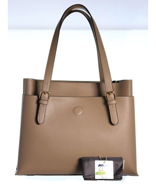m.f.editorial（エムエフエディトリアル）の「エムエフエディトリアルレディース/m.f.editorial：Women 一枚革風ベルトハンドル トートバッグ A4対応（エコバッグ付）（トートバッグ・レディース・ベージュ/ブラック・FREE）」の20枚目の写真