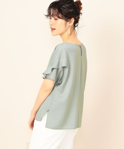 NOLLEY’S(ノーリーズ)の「麻調合繊袖フリルプルオーバーブラウス(シャツ/ブラウス・レディース・ネイビー/カーキ/ミント・38/36)」の9枚目の写真