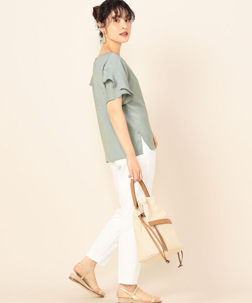 NOLLEY’S(ノーリーズ)の「麻調合繊袖フリルプルオーバーブラウス(シャツ/ブラウス・レディース・ネイビー/カーキ/ミント・38/36)」の12枚目の写真