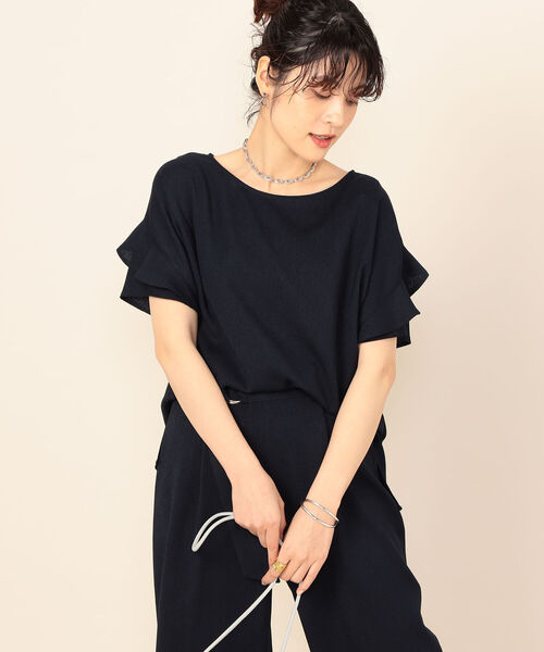 NOLLEY’S(ノーリーズ)の「麻調合繊袖フリルプルオーバーブラウス(シャツ/ブラウス・レディース・ネイビー/カーキ/ミント・38/36)」の15枚目の写真