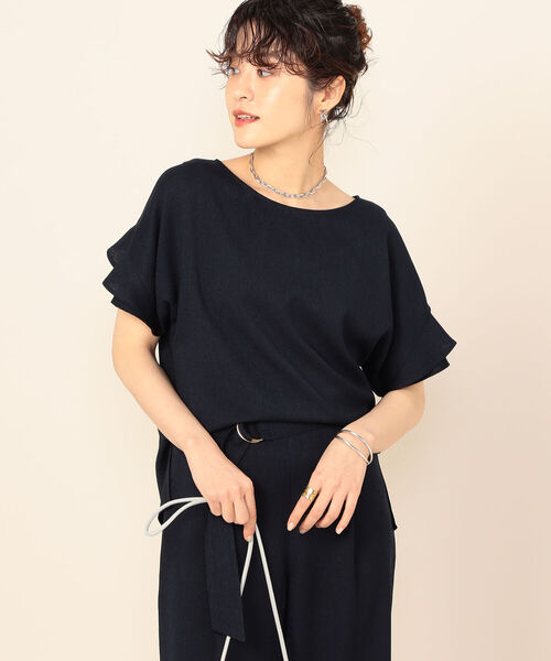 NOLLEY’S(ノーリーズ)の「麻調合繊袖フリルプルオーバーブラウス(シャツ/ブラウス・レディース・ネイビー/カーキ/ミント・38/36)」の16枚目の写真