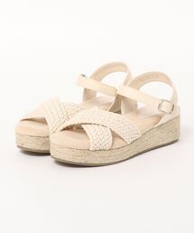 【earth music&ecology Blue label】クロッシェメッシュサンダル
