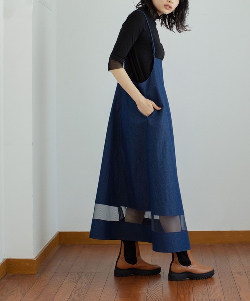 MARECHAL TERRE(マルシャルテル)の「プリーツコンビネーションジャンパースカート(ジャンパースカート・レディース・ブラック/ベージュ/ブラウン/インディゴブルー・MEDIUM)」の7枚目の写真