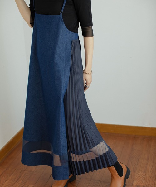 MARECHAL TERRE(マルシャルテル)の「プリーツコンビネーションジャンパースカート(ジャンパースカート・レディース・ブラック/ベージュ/ブラウン/インディゴブルー・MEDIUM)」の9枚目の写真