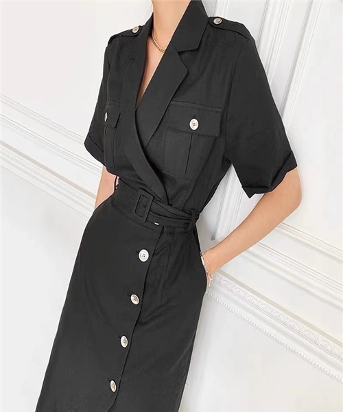 セール 金属ボタントレンチ風ベルト付前開きロングワンピース ワンピース Dream Garden ドリームガーデン のファッション通販 Zozotown