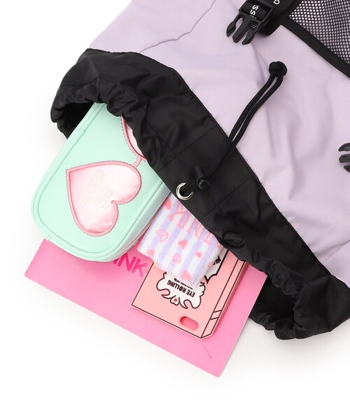 PINK-latte（ピンクラテ）の「◆マウスカバー付きかぶせリュック（バックパック/リュック・キッズ・ブラック/ライトパープル/サックスブルー・00）」の9枚目の写真
