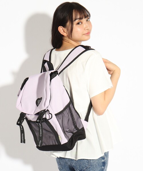 PINK-latte（ピンクラテ）の「◆マウスカバー付きかぶせリュック（バックパック/リュック・キッズ・ブラック/ライトパープル/サックスブルー・00）」の13枚目の写真