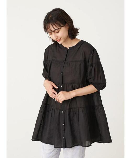 earth music&ecology（アースミュージックアンドエコロジー）の「ティアードチュニック ＊（Tシャツ/カットソー・レディース・サックスブルー/ホワイト系その他2/オフホワイト/ブラック/ピンクベージュ・FREE）」の14枚目の写真