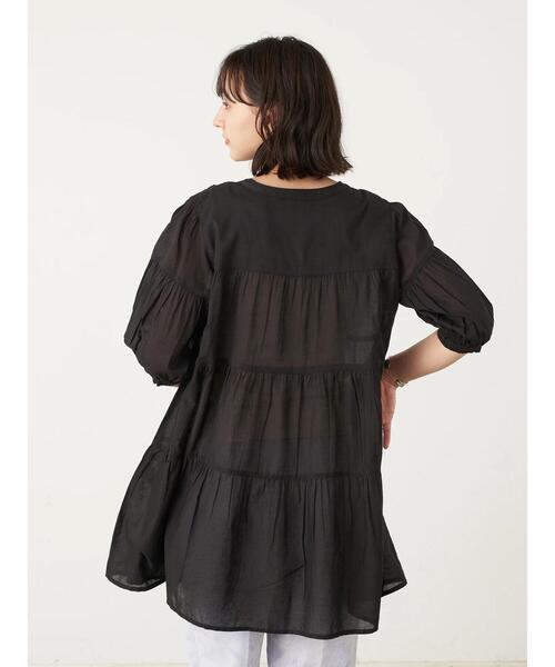 earth music&ecology（アースミュージックアンドエコロジー）の「ティアードチュニック ＊（Tシャツ/カットソー・レディース・サックスブルー/ホワイト系その他2/オフホワイト/ブラック/ピンクベージュ・FREE）」の18枚目の写真